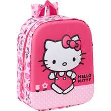 Safta Mochila Infantil Hello Kitty 3D para Creche - Mochila Pré-Escolar com Relevo para Meninos e Meninas - Mochila para Creche com Design Divertido e Original, Confortável e Segura ⚫ Frete GRÁTIS ✅ Entrega 24/48h para Espanha (península)