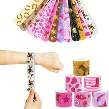 6/12 件可调节闪光西部牛仔手镯 | 按扣马匹设计派对腕带，适用于单身派对用品、西部主题派对装饰、牛仔竞技迪斯科生日礼物 - 粉色牛仔风格乡村音乐节配饰 - 彩色 - 查看 2