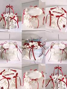 5/10/20 件红色/黑色/粉色丝带蝴蝶结蛋糕装饰、情人节蛋糕装饰、甜点蝴蝶结装饰、丝带蛋糕装饰用品、周年纪念蛋糕装饰，适用于婚礼、派对、情人节、周年纪念、生日蛋糕 - 彩色 - 查看 8