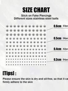 1650/1320/825/495/330/165件 3-6毫米镀银亚克力 Y2K 性感身体首饰贴纸 + 镊子，假鼻环耳钉贴纸，假眉环和唇环非穿孔身体首饰，适合派对和音乐节的面部宝石 - 銀色 - 查看 7