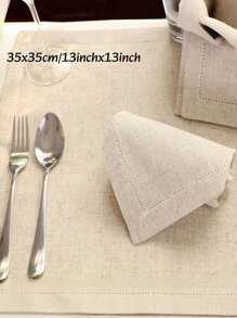 1PC Personalized Embroidered Linen Napkin Set - High-Quality Napkins With Letter Patterns - Washable Natural Fabric Napkins - Elegant Banquet Service Items For Formal Dining