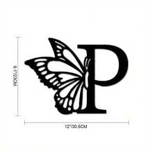 Butterfly Monogram Metal Sign, Metal Wall Art, Letter Wall Decor, Wedding Backdrop, DIY Gift, Home Decor-Metal Signs Print On Demand-- Friendly, Made From  Materials-Metal Signs For Home-Storefront Decor - Black - View 6