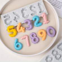 2pcs Silicone Number 0-9 3D Embossed Fondant Chocolate Mold, Birthday Cake Decorating DIY Baking Handmade Crafts For Home Decoration And Gift Decor