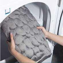 1pc Coral Fleece Non-Slip Patterned Stone Bathroom Mat, Memory Foam Absorbent Doormat, 50*80cm/40*60cm - Multicolor - View 4