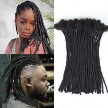0.4 Cm Real Human Hair Dreadlock Extensions 8 Inch 30/60 Strands Full Handmade Permanent Locs Soft Natural Black Dreads Extensions For Men Women ,Can Be Dyed Bleached Curled - Natural Black - View 1