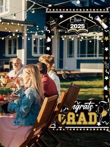 Sfondo per tenda tagliato al laser per laurea, decorazioni per festa di laurea GRAD, accessori per photobooth, decorazioni per compleanno, arazzo per decorazione della stanza, bandiera per decorazioni per feste - Multicolore - Visualizzare 2