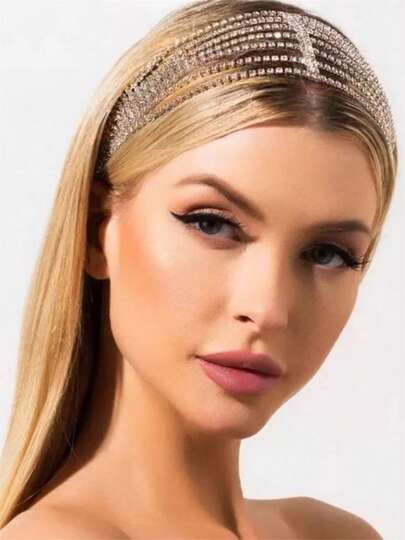 شريط الشعر المزين بالراين ستون تيارات الحفلات، شريط الرأس، شريط الرأس التربان، شريط الرأس للرياضة، لوازم المدرسة والكلية، إكسسوارات شعر للنساء للعطلات والملابس الأنيقة، وشاح نسائي ناعم