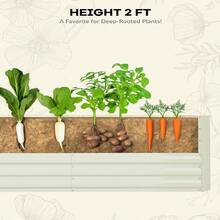mteryoing 1pc Raised Garden Bed Square Metal Planter Box - 0.5mm Thick Galvanized Steel Planter Box, Easy Tool-Assembly, Open-Bottom Design For Outdoor Use - Beige - View 7
