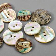 10 pezzi da 17/20/25 mm Bottoni in conchiglia di Abalone vera a 2 fori, accessori per abbigliamento, bricolage, scrapbooking, bellezza, forniture per cucito - Multicolore - Visualizzare 6