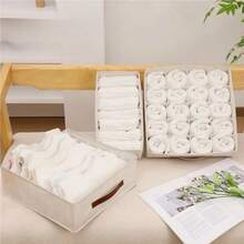 1件袜子和内衣收纳盒，6/7/20格可折叠抽屉分隔整理器，用于衣柜的分隔篮，节省家庭衣柜空间，卧室配件整理器装饰品装饰节日装饰房间装饰家居装饰卧室装饰连衣裙裤子鞋子牛仔裤靴子裙子卧室，整理器，家庭存储，女士白色T恤，女士黑色裤子，女士冬装，连衣裙， - 米色 - 查看 7