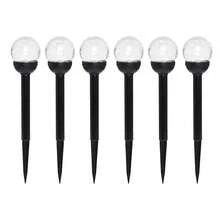 Solar Powered Black LED Landscape Crackle Glass Ball Path Light, 3 Lumens, 6 Pack - 6 - View 1