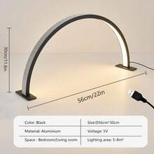 1PC USB LED Nail Lamp For Desk, Black&White Half Moon Lamp With Cool White,USB Plug- In Model,Desk Lamp For Nail Tech, Lash Extensions, Facial Spa, Manicure - Multicolor - View 12