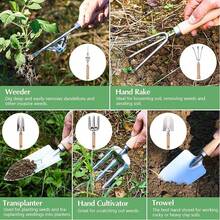Gardening Tools 9-Piece Heavy Duty Gardening Hand Tools With Fashion And Durable Garden Tools Organizer Handbag, Ideal Gardening Gifts For Women,Rust-Proof Garden Tool Set - Silver - View 8