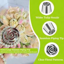 1pc Suuker Extra Large Russian Piping Nozzle, Stainless Steel Flower Shaped Piping Tip For Rose Decoration, Suitable For Cake Decorating, Cream, Cream Flower DIY Cookies, SL40 - Silver - View 5