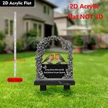 5.67 英寸 * 9.45 英寸（14.4 厘米 X 24.0 厘米），2D 平面，1 件，墓碑纪念桩亚克力花园插入牌匾，耐候户外装饰，特殊节日纪念，公墓纪念插入物 - 灰色 - 查看 2