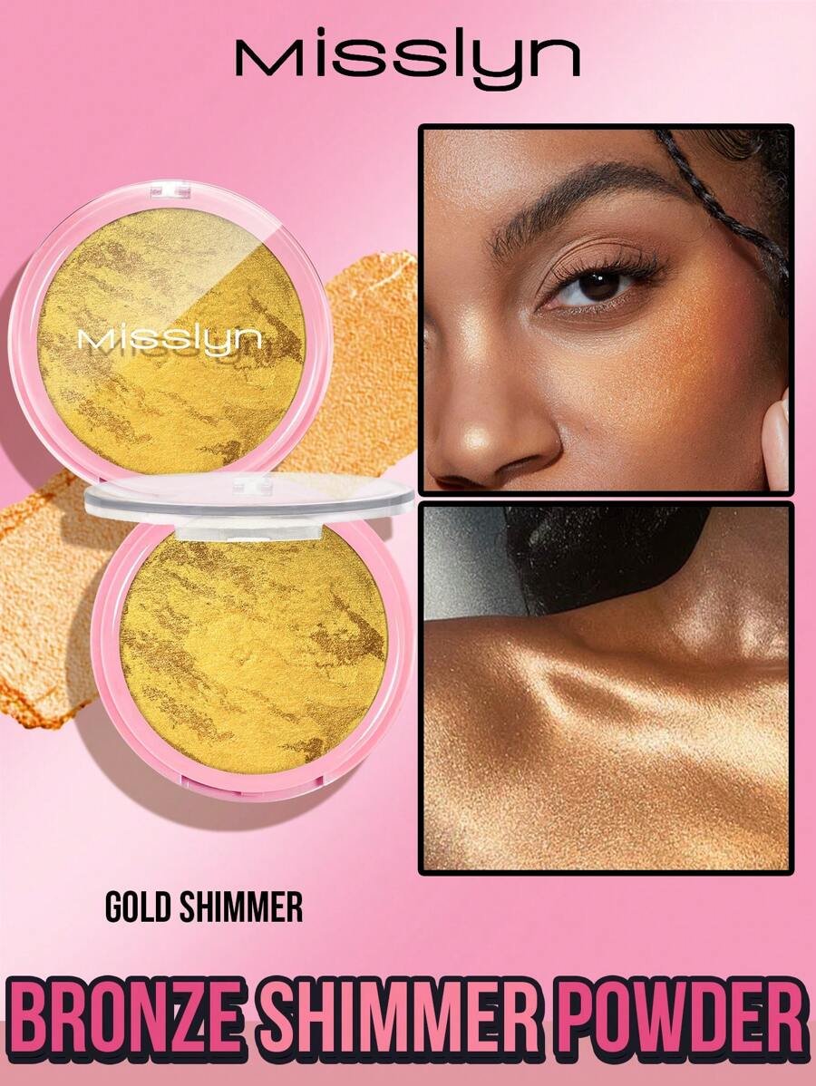 Misslyn MISSLYN-Bronze Shimmer Powder, Shimmering Bronzing Powder, Highly Pigmented Sweat Proof Shimmer Bronzer Long-Lasting Facial Bronzers Face Highlighter Palette Contour Makeup, Bronze Highlight, Bronze Shimmer, Shimmer Powder, Body Shimmer Podwer, Body Shimmer, Facial Highlight, Y2K,Xma Christmas,Vegan,Cruelty Free