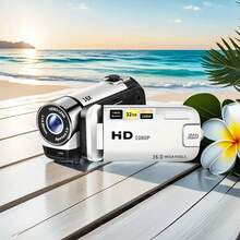 SEREE HD Wide Angle Camcorder With 270° Rotating Flip Screen, 16x Digital Zoom, 1080P Video, 2.4-Inch Display, 32GB Memory Card, Built-In Battery/USB Charging For Home Travel Concert (Portable Black/Red/White) - 黑色 - 查看 7