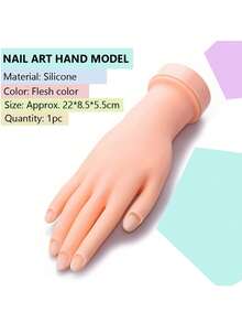 Soft And Flexible Hand Model For Nail Art Practice, Nail Beginner Practice Fake Hand With Insertable Nail Plates, Nail Salon Display And Practice Hand, Rubber Hand Model, Fake Hand Nail Art Training Tool - Beige - View 3