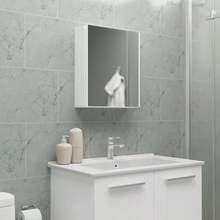 Bathroom Cabinet With Mirror Overlay White | 31.9x9.4x35.8cm | 01 Door | Astra - Xem 7