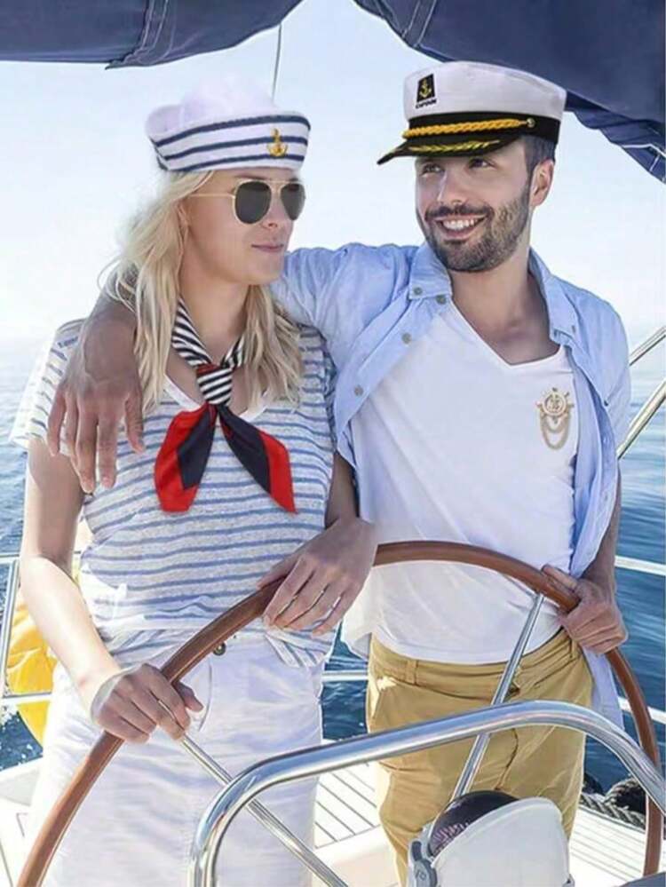 סט תחפושות - כובע, סט כובעים, שילוב כובעים, קוספליי, כובע חיל הים, כובע לבן, כובע צבאי שטוח וינטג', כובע מלחים של קפטן חיל הים, פסים כחולים ולבנים, כובע קפטן, כובע מלחים, צעיף, משקפיים, כפפות, סט, ראש עגול, תחפושת יאכטה, מסיבה, ליל כל הקדושים, יום ולנטיין, מתנה, קיץ, תחפושת למסיבה, רב-תכליתי, תחפושת סקסית, ציוד למסיבה, סט אביזרי תחפושות, מתאים לאירועים, מסיבות, חופים, חופשות ולבוש יומיומי עיצוב ליל כל הקדושים מתנת ולנטיין - ריבוי צבעים - ראה 2