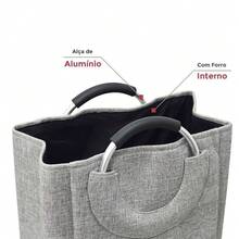 Laundry Basket Dirty Clothes Reinforced Multipurpose Lined Organizer - Grey - View 2
