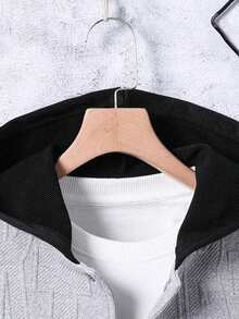 青少年男孩数字印花拼色连帽夹克外套 - 灰色 - 查看 3