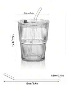 Heat Resistant Glass Coffee Cup With Lid And Straw - Leak Proof Portable Hot Drink Cup, Suitable For Office And Outdoor Travel, Fashionable Straw Cup, Simple Coffee Cup With Lid, Transparent Glass Straw Cup, Office Coffee Cup, Glass Coffee Cup With Lid And Straw, Straw Cup With Lid, Coffee Cup With Straw, Beverage Cup With Lid And Straw Back To School