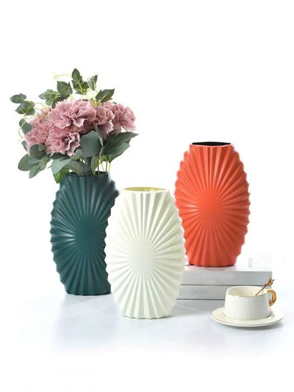 1 Pc Plastic Vase, Nordic Style Creative Flower Holder, Ideal Decor For Living Room TV Cabinet, Home Desk. Suitable For Potted Plants, Fresh Flowers, Dried Flowers And Floral Arrangement. Perfect Accessory For Weddings, Parties, Office Desks And Computer Desks. Can Be Paired With Artificial Flowers And Vases To Meet Various Decoration Needs, Birthday Or Graduation Gifts,Halloween Decor