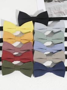 1pc Men's Casual Solid Color Simple Design Dual Layer Bowknot,Suitable For Wedding,Party,Gift,Prom Accessories, Wear With Suit Men Necktie - A - View 11