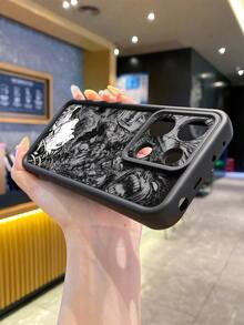 1个时尚卡通人物鸟瞰图图案重型防刮精准开孔手机壳，兼容苹果/红米/Infinix/vivo，防水防震防摔，国际版，非国内版 - 黑色 - 查看 10