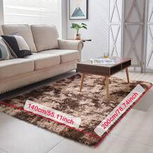 1pc Soft Shag Tie-Dyed Coffee Brown Area Rug For Living Room, Lightweight Yet Very Comfortable, Affordable Carpet Tie-Dye Fluffy Polyester Floor Carpet, , Bedroom, Game Room, Dorm Room Decor - Multicolor - View 8