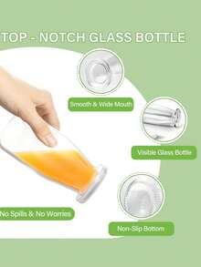 4/2/1pc /6.76OZ Glass Milk Bottle With Lid - Retro Milkshake Container, Reusable Small Milk Jar, Mini Party Bottle, Clear Glass Juice Bottle, Suitable For Party, Wedding, Picnic, Refillable, Travel Accessory (200ml) - Clear - View 8