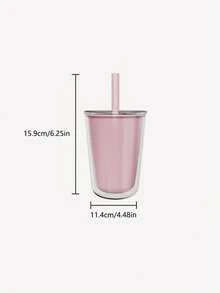 Customized Double Layer Plastic Cup, Large Capacity Water Cup, Cracked Ice Cup With Straw, Portable - Multicolor - View 9
