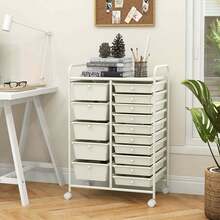 15-Drawer Rolling Storage Cart Mobile Cart With Colorful Drawers & Metal Frame - trắng - Xem 4