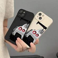 [2 Fundas de teléfono con diseño de coche] Conjunto de 2 fundas de teléfono creativas con patrones de coche, adecuadas para fundas protectoras suaves para 11, 12 Pro, 13 MINI, 14, 15 Plus, 16 Pro Max, X, XR, XSMAX, 7P y 8P, un regalo único y creativo. - Negro - Ver 7