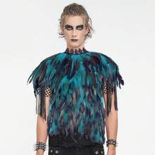 Capa con plumas artificiales de estilo gótico, chal de disfraz de Halloween para hombres