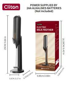 CLITON 电池式奶泡器（不含电池） - 适用于咖啡、拿铁、热巧克力，3 种款式（单头/经典塑料/升级不锈钢），6 种颜色（黑/白/粉/绿/红/蓝） - 圣诞节、圣尼古拉斯节、情人节、新年、乔迁、复活节的完美礼物 - 彩色 - 查看 21