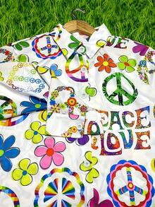 彩色印花休闲衬衫 - 单排扣长袖翻领上衣 - 适合所有季节，居家、户外或办公室春季均可穿着 - 花色6 - 查看 6