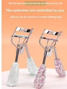 1pc Luxurious Rhinestone Stainless Steel Eyelash Curler, Shiny Silver Makeup Tool With Duck Billed Handle, Portable Eyelash Curler,Makeup,Cheap,Room Decor,Vanity,Travel,Bedroom,Makeup Accessories,Eyelash Curler,Cheap,Stocking Stuffers,Makeup,Makeup Tools,Cheap Stuff,Gifts,Gifts For Women,Christmas Gifts - Multicolor - View 2