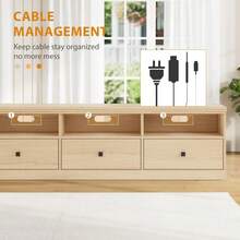 IDEALHOUSE 70in TV Stand For TVs Up To 80", Mid Century Modern Entertainment Center With Storage Drawer And Open Shelves, TV Console Media Cabinet For Living Room, Bedroom (Light Oak) - Light Oak - View 7