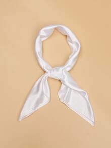 1 pièce Foulard carré en soie mate unicolore pour femme, minimaliste et élégant, adapté aux sorties, aux vacances et à la photographie au printemps, en été et en automne - Doré - Voir 3