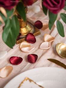 50/100/500pcs Silk Rose Petals, Satin Fabric Wedding Aisle Decorations For Cake Table/Flower Girl Basket/Bridal Shower, Romantic Bedding Scatter Flowers (4cm Bowl Shape, Burgundy Cream Mix)