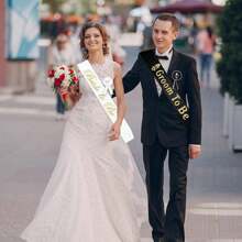 4pcs Groom & Bride Wedding Party Decoration Set, Including Shoulder Strap Badge, Ceremonial Attire Accessory, Wedding Event Costume Party Supplies