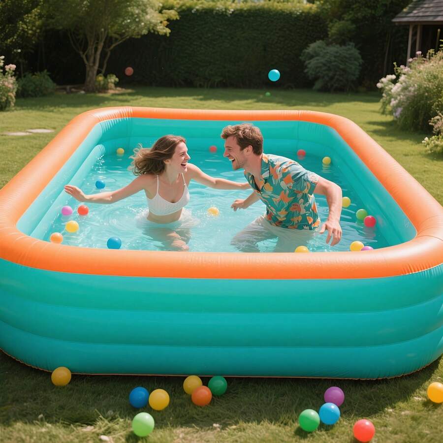 1 piscina inflable de 3 pisos y extra grande, parque acuático portátil plegable para verano, reforzada y gruesa, espaciosa, adecuada para interiores/exteriores, patio, perfecta para entretenimiento y fiestas de verano en el patio trasero, ocio al aire libre, opción ideal para fiestas de piscina de verano, entretenimiento de verano | Diseño plegable | Esencial para reuniones familiares, opción de regalo para familiares y amigos, (sin bomba)