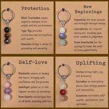 1 pieza Llavero de cristal natural, para nuevos comienzos, llavero de piedra curativa para aliviar la ansiedad, curación de cristales, regalo de fiesta o graduación para mujeres