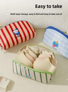 1pc Red, Green, Blue Storage Bra Bag Travel Storage Fabric Women's Underwear Portable Storage Bag 3-In-1 Underwear Storage Bag - Multicolor - View 7