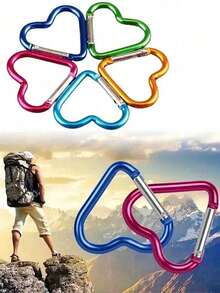 4件装铝制星形登山扣创意弹簧钩钥匙扣户外露营徒步配件旅行必备品