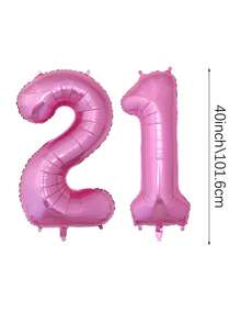 2pcs 40 Inch (101.6cm) Hot Pink Giant Number Helium Foil Balloons, Large Numeric Balloons Suitable For Birthday Party, Bachelorette Party, Anniversary, Birthday Photo Props, Party Decorations - Multicolor - View 19