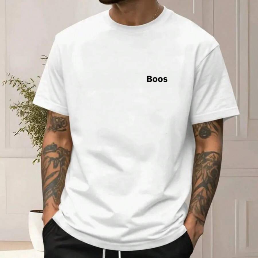 Men's T-Shirt Short Sleeve 100% Cotton Summer - White - View 1