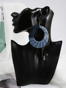 1 Pair Western Cowboy Style Earrings + 1 Handmade Chunky Necklace, Suitable For Fashionable Women Everyday & Vacation Wear